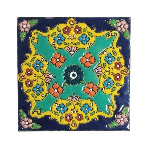 خشت سفالی مربع میناکاری